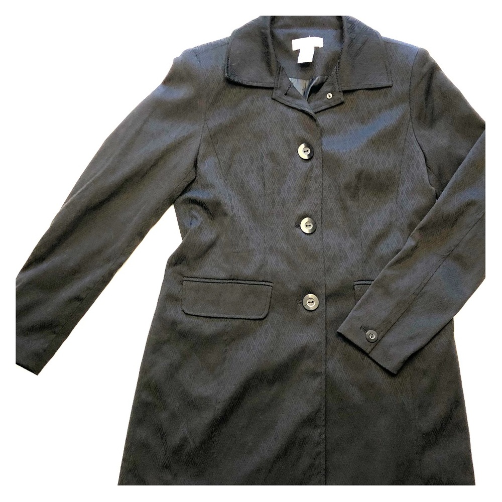 Black Brocade Worthington (JCPenney) Trench Coat
